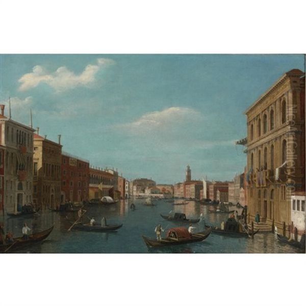 View Of The Grand Canal, Venice, Looking North-west From The Palazzo Vendramin-calergi To S. Geremia And The Palazzo Flangini Oil Painting by Vincenzo Chilone