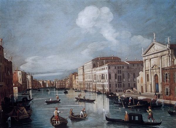 Veduta Del Canal Grande De San Stae Verso Rialto Oil Painting by Vincenzo Chilone