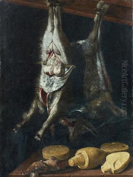 Nature Morte Au Chevreau, Au Lievre Et Aux Fromages Oil Painting by Jacopo (da Empoli) Chimenti