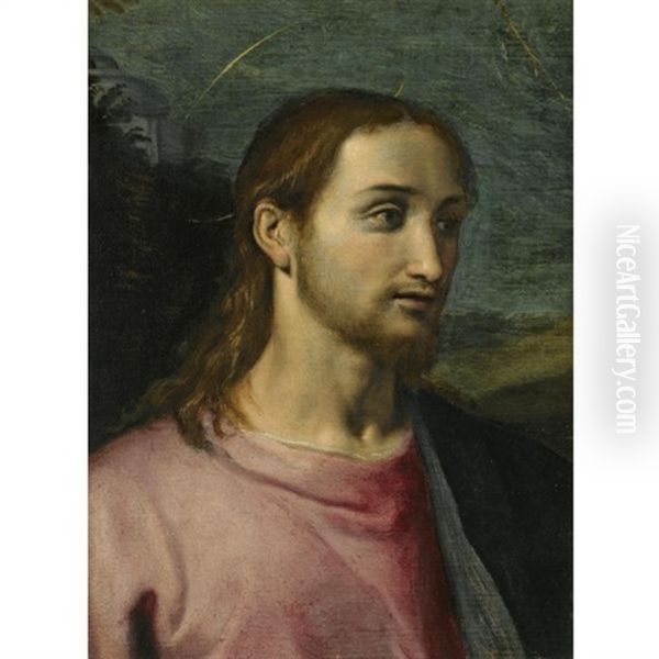 Head Of Saint John In A Landscape Oil Painting by Jacopo (da Empoli) Chimenti