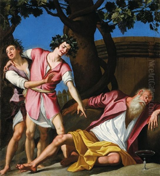 Die Trunkenheit Des Noah - L'ebbrezza Di Noe Oil Painting by Jacopo (da Empoli) Chimenti