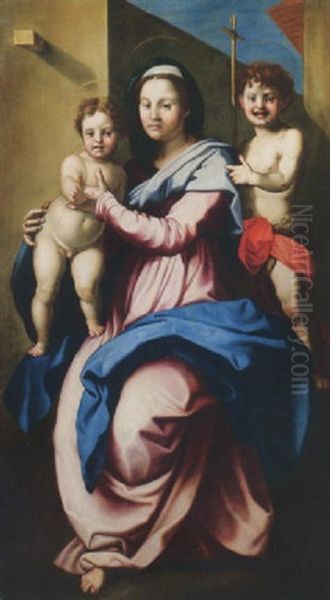 Madonna Bimbo E San Giovannino (altare Di Porta Pinti) Oil Painting by Jacopo (da Empoli) Chimenti