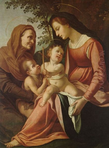 Die Heilige Familie Mit Dem Johannesknaben Oil Painting by Jacopo (da Empoli) Chimenti