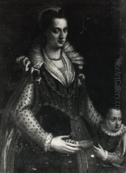 Ritratto Di Gentildonna Con Una Bambina Oil Painting by Jacopo (da Empoli) Chimenti