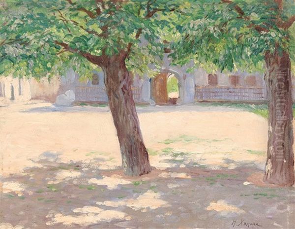 The Courtyard Oil Painting by Nikolaos Chimonas