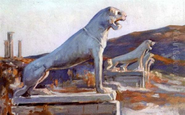 The Lions Of Delos Oil Painting by Nikolaos Chimonas