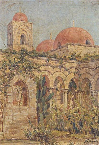 Church Oil Painting by Nikolaos Chimonas