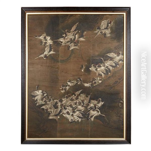 Crane Grouping by  Chinese School-Ming Dynasty