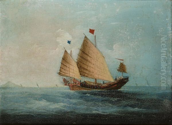 Chinese Junks (4 Works) Oil Painting by George Chinnery