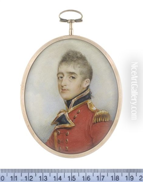 Captain And Lieutenant-colonel Stephen Peacocke Sr. Of The 3rd Regiment Of Foot (later Scots Guards), Wearing The Uniform Of The 3rd Regiment Of Foot Guards Oil Painting by George Chinnery