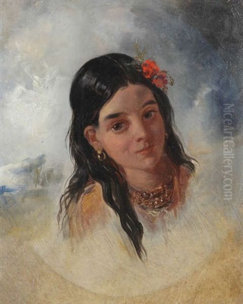 Indian Girl (study) Oil Painting by George Chinnery