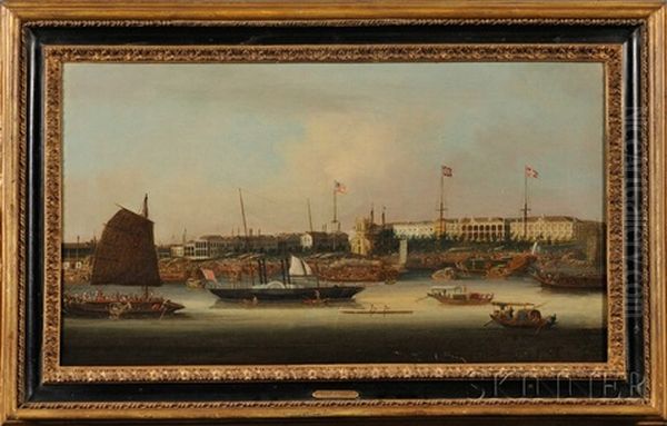 The Bund At Canton by George Chinnery