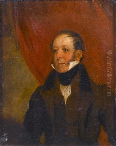 Portrait Of Captain Thomas Brownrigg Woolls (+ His Wife Hendrina Georgina Woolls (nee Lond) Of Simonstown, South Africa; 2 Works) Oil Painting by George Chinnery