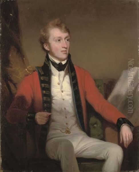 Portrait Of A Company Officer In Uniform Oil Painting by George Chinnery