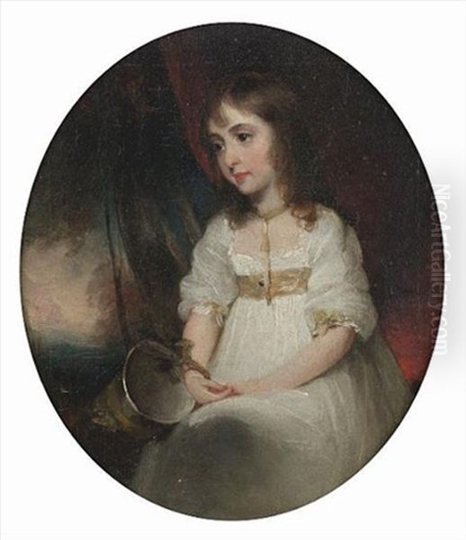 Portrait Of A Girl In A White Dress Oil Painting by George Chinnery