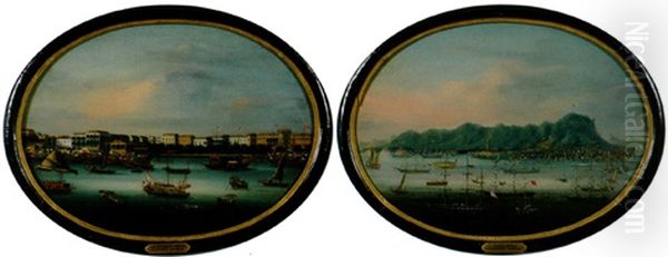 View Of The Hongs At Canton Oil Painting by George Chinnery