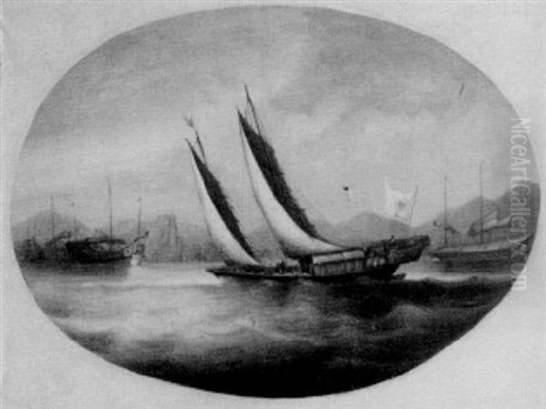 Vessels On The Pearl River, Canton Oil Painting by George Chinnery