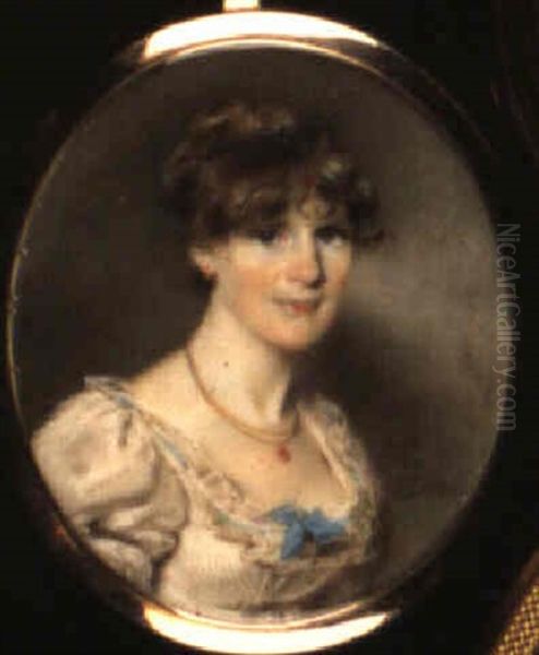 Portrait Of Lady In White Dress Oil Painting by George Chinnery