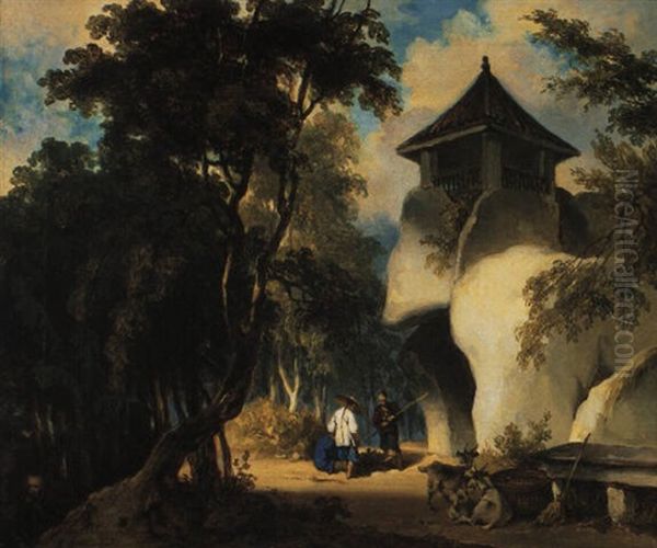 The Grotto Of Camoes Oil Painting by George Chinnery