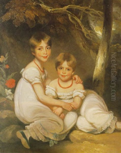 Portrait Of Margaret Wood And Her Sister Oil Painting by George Chinnery