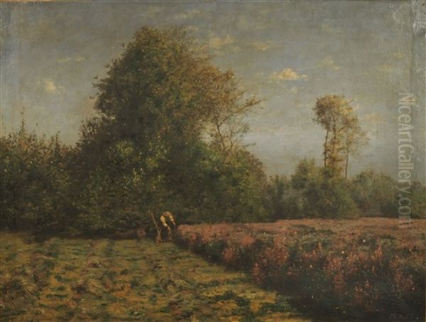 La Coupe Des Sainfoins Scene De Fenaison Oil Painting by Antoine Chintreuil