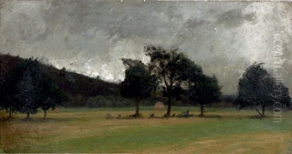 La Prairie De Cormonvillers Par Temps De Pluie Oil Painting by Antoine Chintreuil