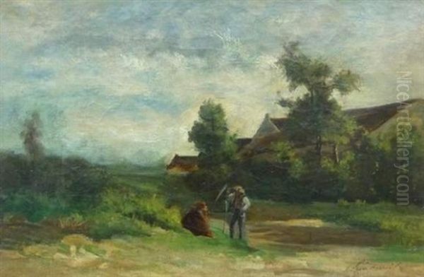 Le Repos En Bord Du Chemin Oil Painting by Antoine Chintreuil