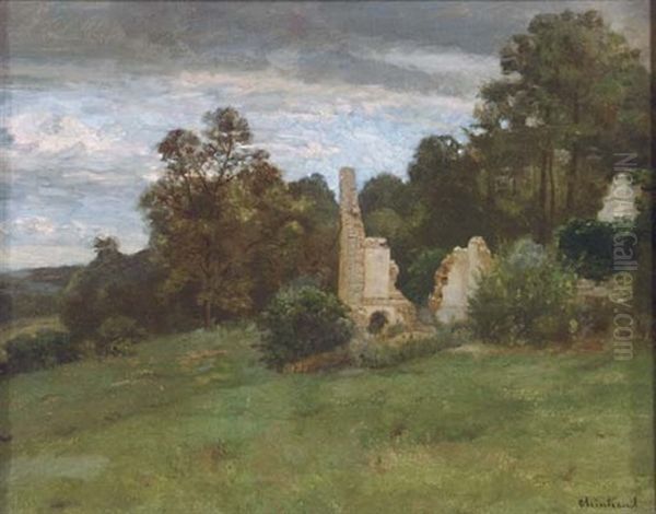 Ruins In A Landscape Oil Painting by Antoine Chintreuil