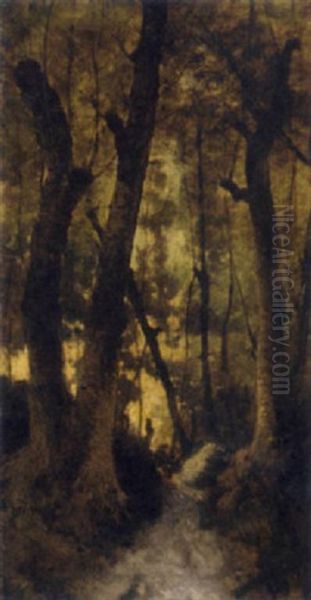 A Woodland Path Oil Painting by Antoine Chintreuil