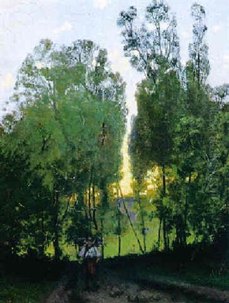 Abendliche Waldlandschaft Oil Painting by Antoine Chintreuil