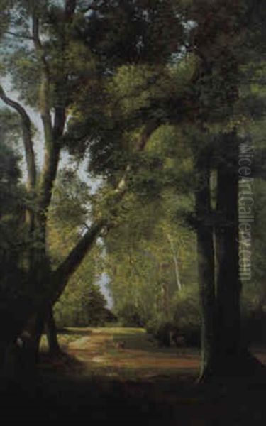 Le Bois Ensoleille Au Parc De Millemont Oil Painting by Antoine Chintreuil