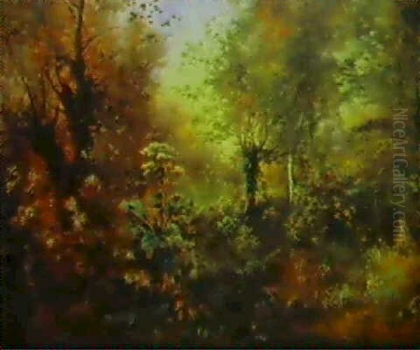 Le Sous-bois En Fleurs, Pres Du Ruisseau A Pont-aux-dames Oil Painting by Antoine Chintreuil