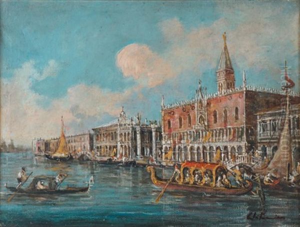 Le Grand Canal Oil Painting by Traiano Chitarin