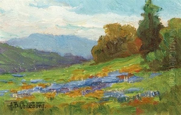 California Landscape With Poppies And Lupine Oil Painting by Alice Brown Chittenden