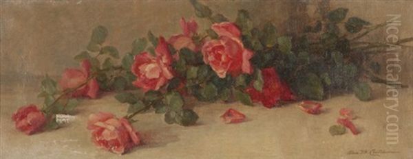 Red Rose Still Life Oil Painting by Alice Brown Chittenden