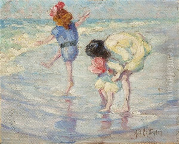 Figures At The Seashore Oil Painting by Alice Brown Chittenden