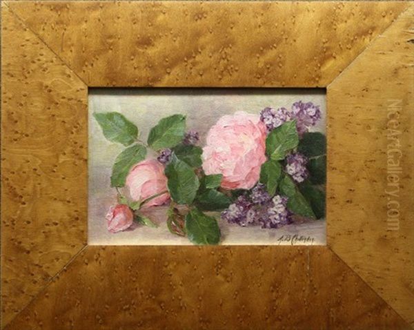 Still Life With Roses And Lilacs Oil Painting by Alice Brown Chittenden