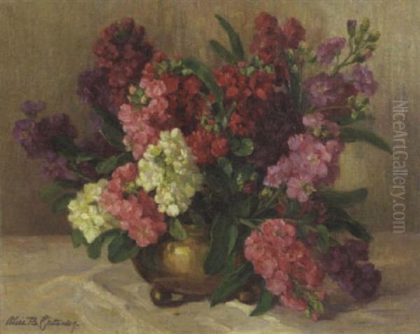 A Floral Still Life In A Brass Bowl Oil Painting by Alice Brown Chittenden