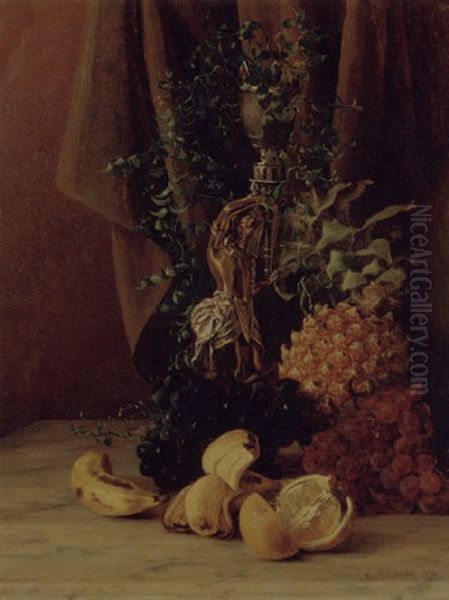 Still Life With Fruit And An Egyptian Figurine Oil Painting by Alice Brown Chittenden