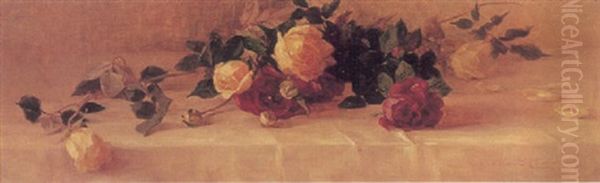 Roses On A Table Oil Painting by Alice Brown Chittenden