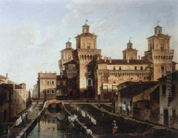 Il Castello Di Ferrara Oil Painting by Giuseppe Chitto-Barucchi