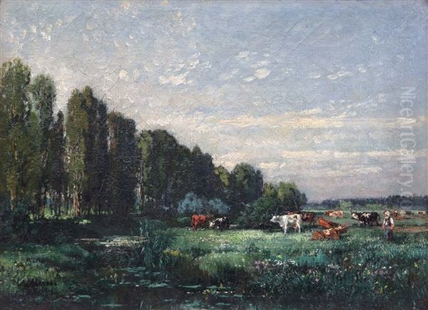 Krajina Z Okoli Parize Oil Painting by Anton Chittussi