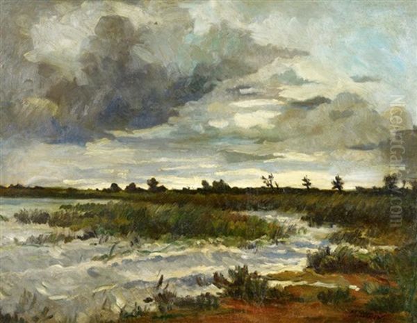 Aufziehender Sturm Uber Einer Seenlandschaft Oil Painting by Anton Chittussi