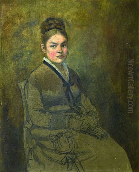 Portrait Of Anna Srbova Oil Painting by Anton Chittussi