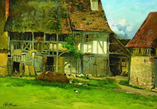 Farm In Normandy Oil Painting by Anton Chittussi