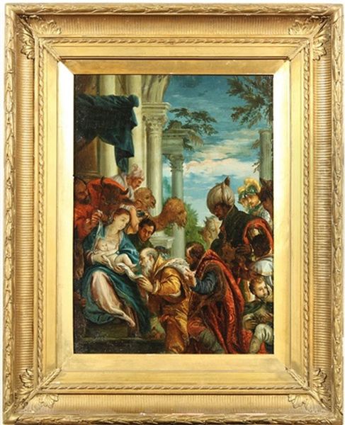 Adoration Of The Magi (after Paolo Veronese) Oil Painting by Mikhail Nikandrovich Chivilev