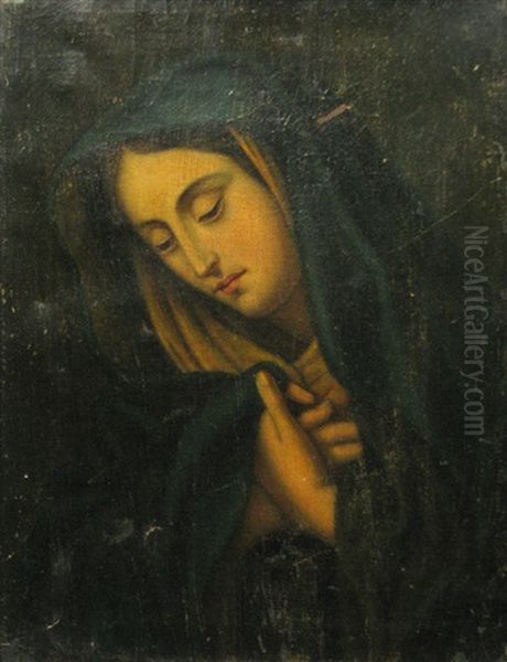 Madonna (after Guido Reni) Oil Painting by Anton Chladek