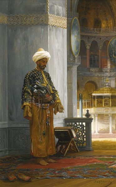 At Prayer, Hagia Sophia Oil Painting by Stanislaus von Chlebowski