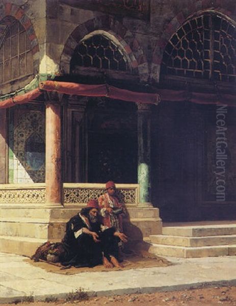 Holyman Outside The Mosque At Bursa Oil Painting by Stanislaus von Chlebowski