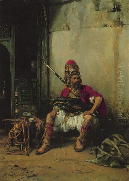 Turc Au Hookah Oil Painting by Stanislaus von Chlebowski